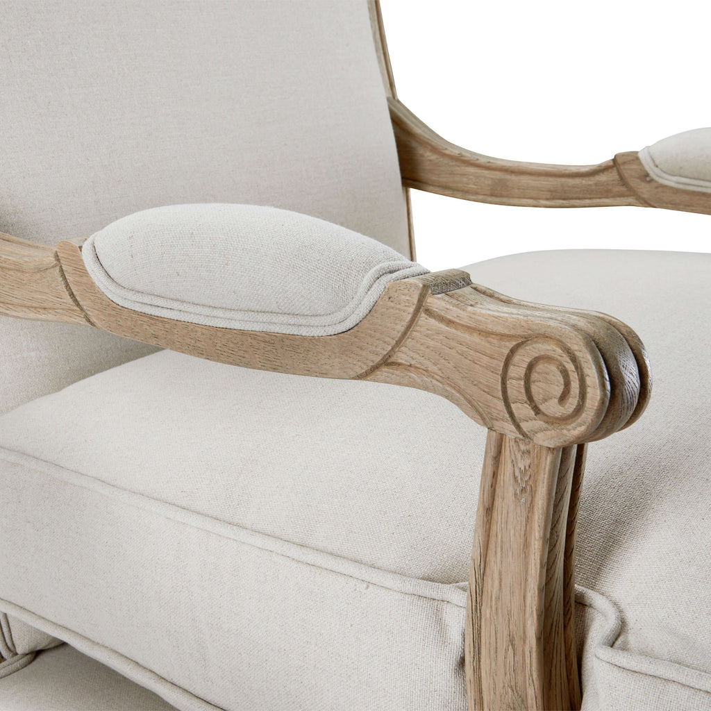 French Style Louis Armchair in Oatmeal