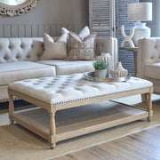 Upholstered Petit Royale Ottoman Coffee Table - Oatmeal Linen