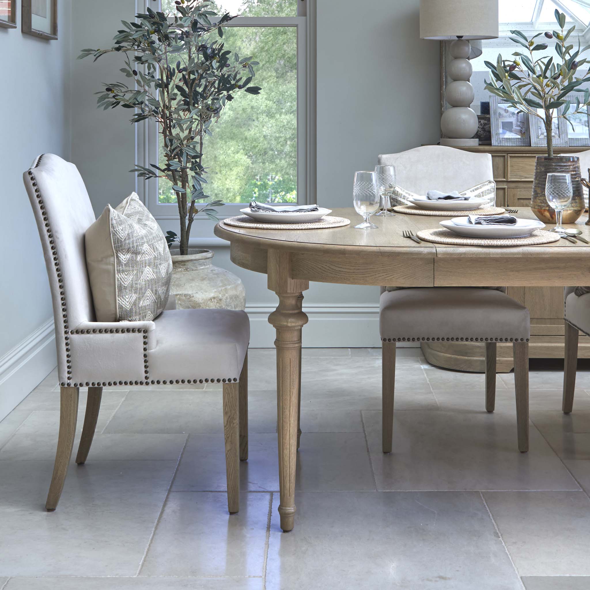 Portman Carver Dining Chair - Oatmeal Velvet – La Residence Interiors