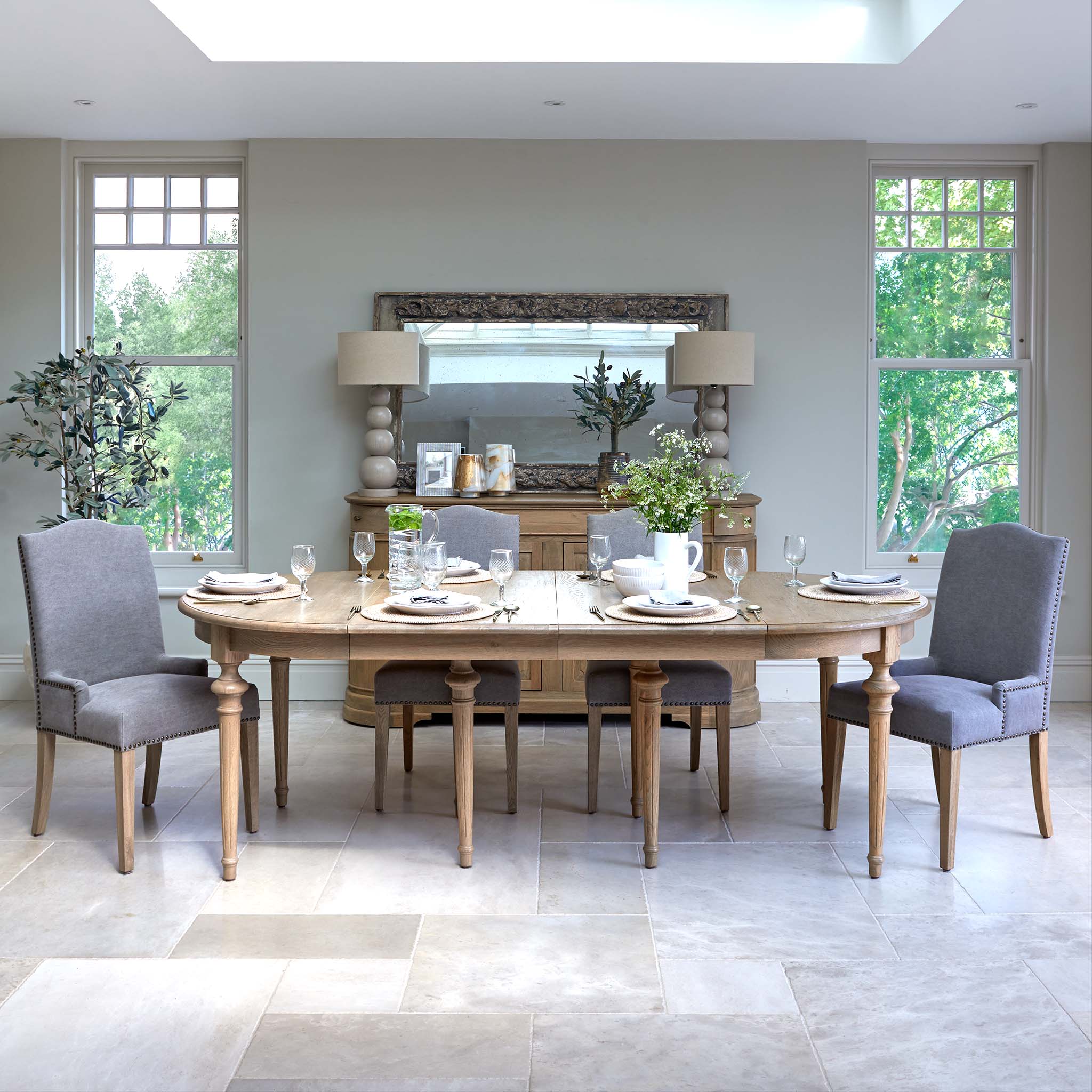 Portman Carver Dining Chair - Dove Grey Linen | Elegant Linen Dining ...