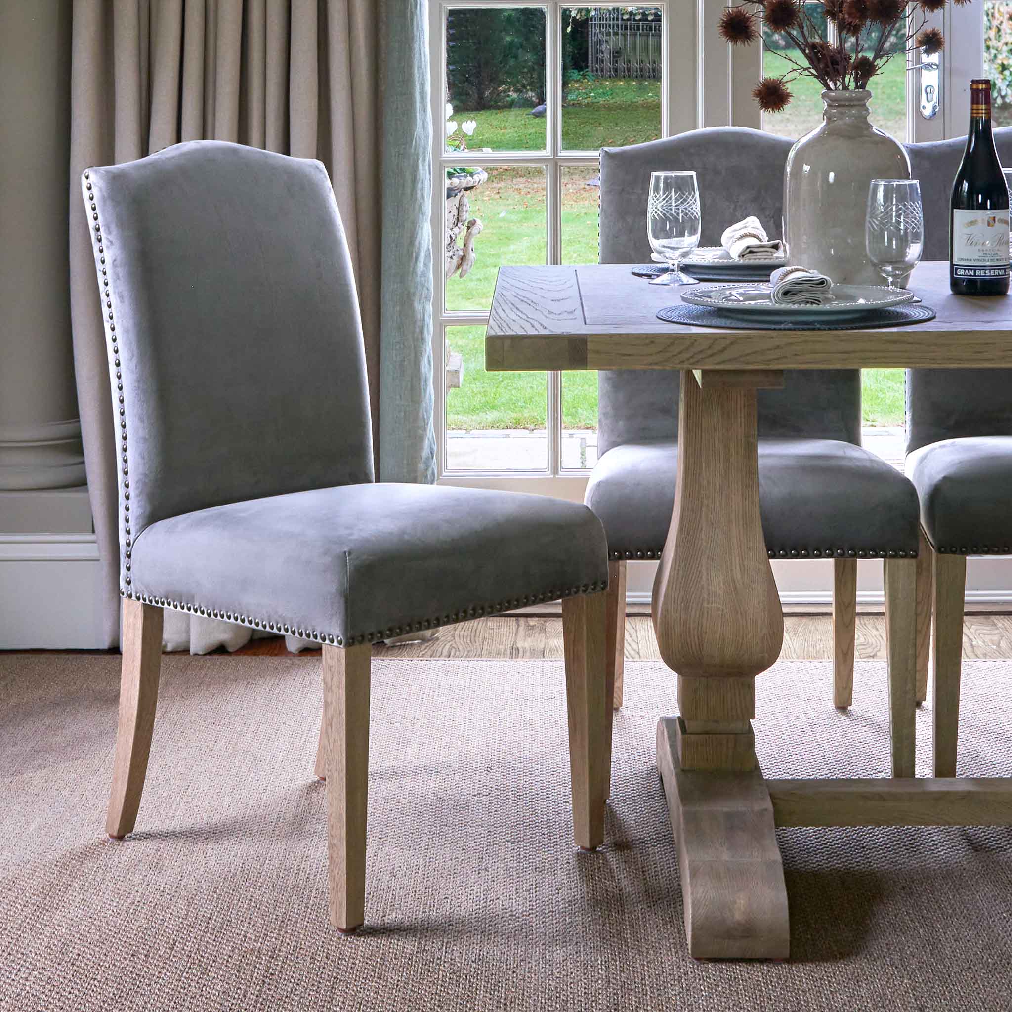 Portman Dining Chair Luxury Grey Velvet Dining Chair LRI – La