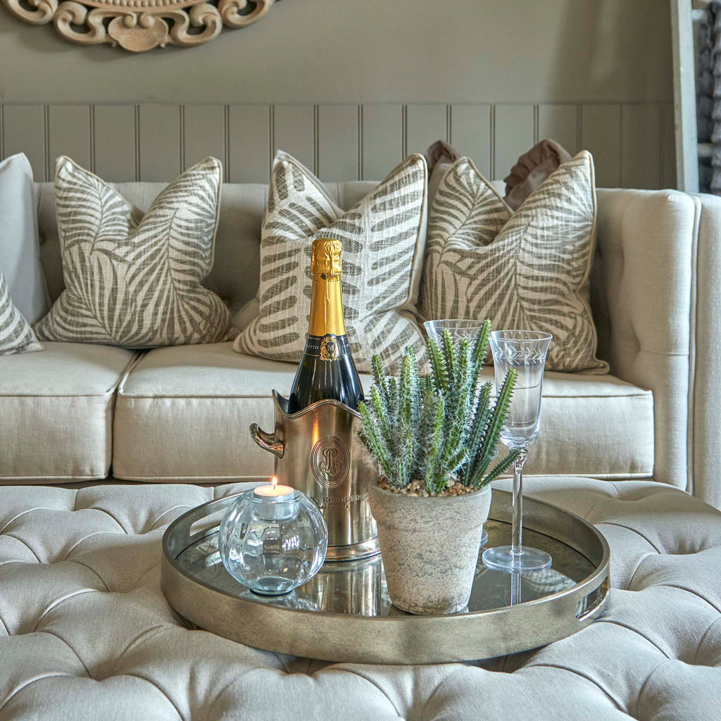 Round Mirrored Silver Tray