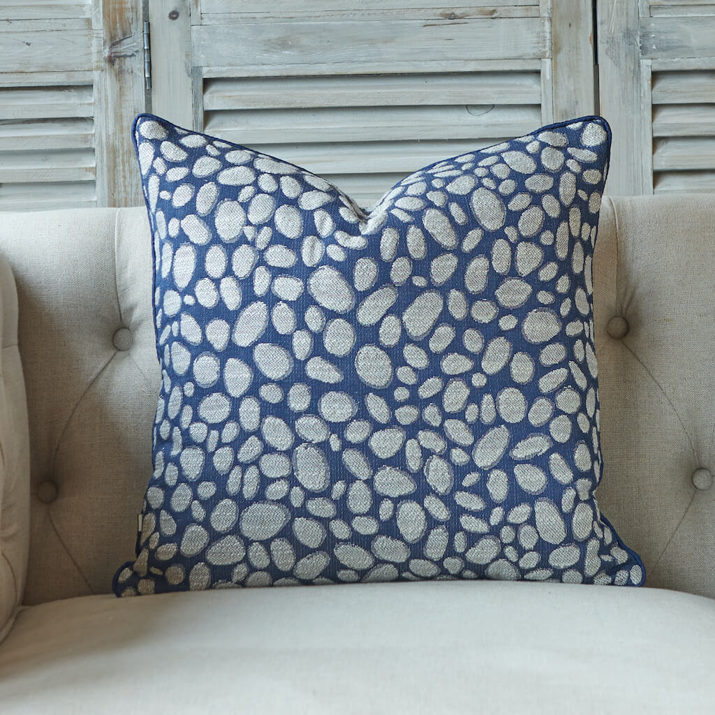 Blue pebble cushion