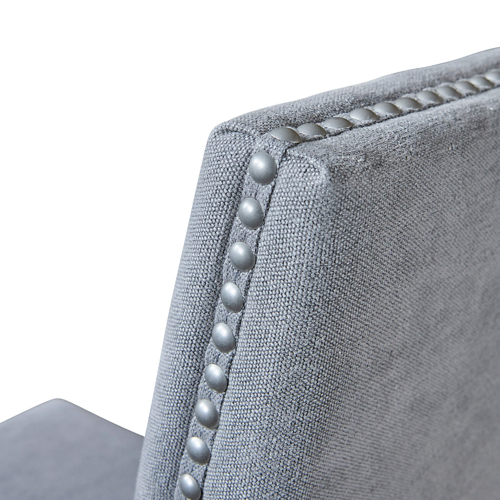 Devonshire dining chair in dove grey with steel stud detail