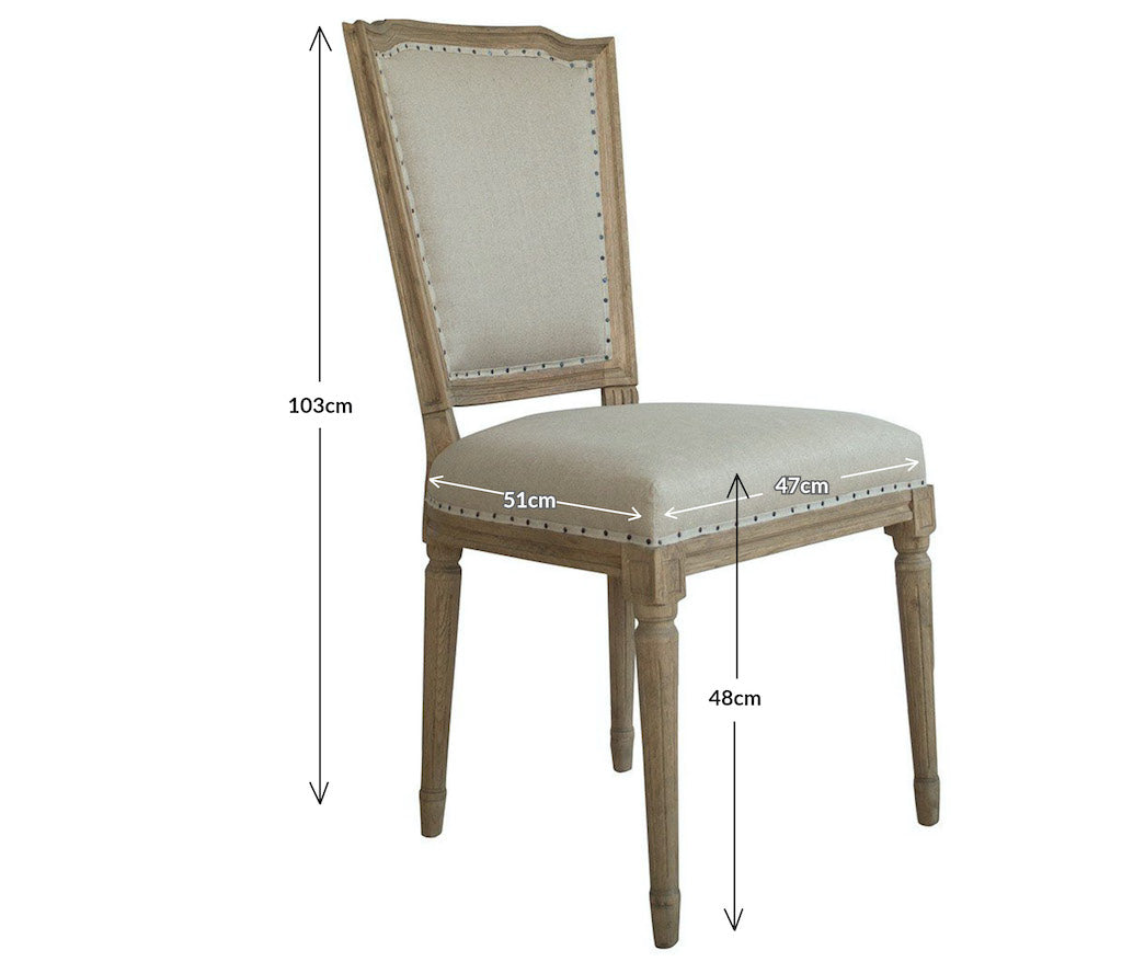 Eaton Oak dining chair measurements: H103cm x D51cm x W47cm