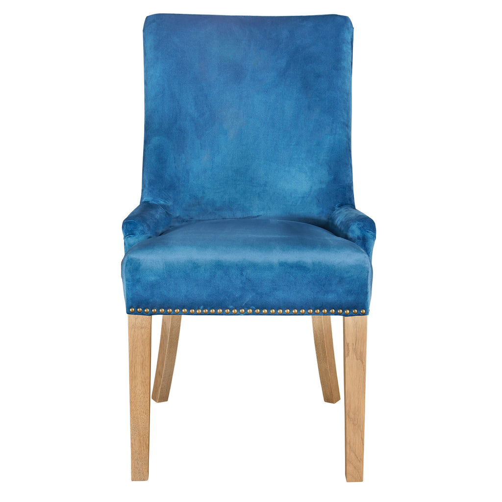 Hamilton dining chair in royal blue velvet front on view