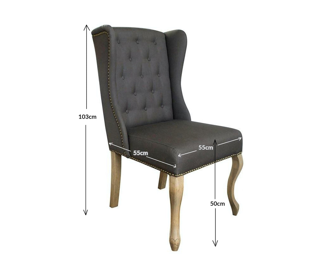 KIngsley dining chair in dark grey measurements: H103cm x D55cm x W55cm