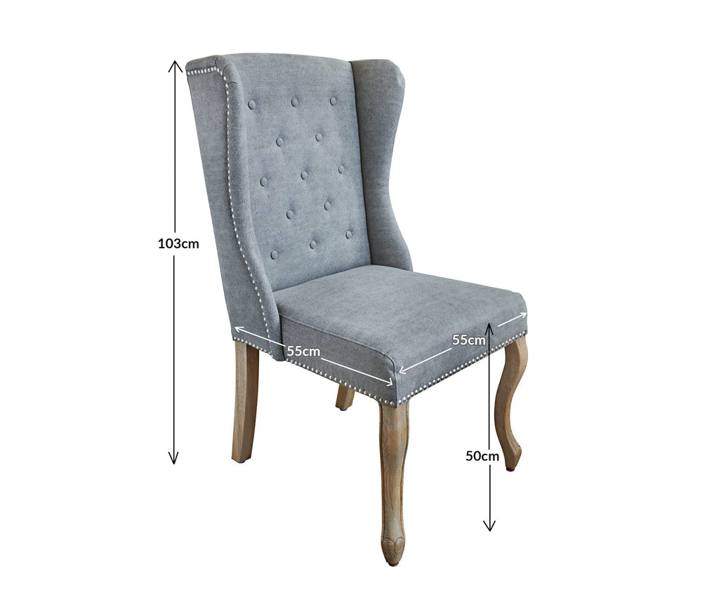 Kingsley dining chair in dove grey measurements: H103cm x W55cm x D55cm