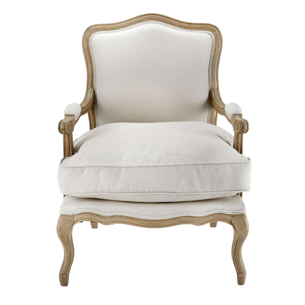 French Style Louis Armchair in Oatmeal