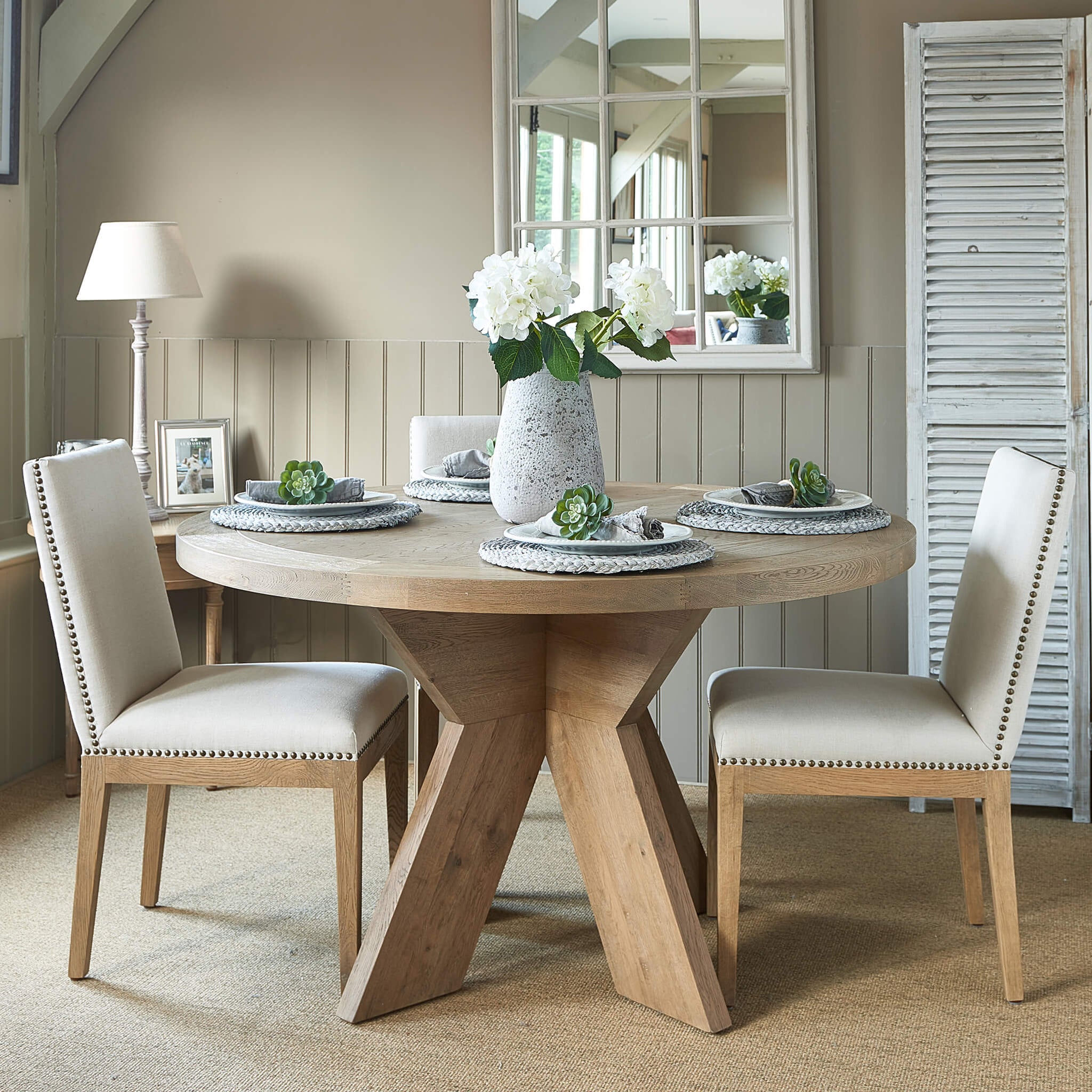 Round Wooden Dining Modern Round Oak Dining Table Nest Solid