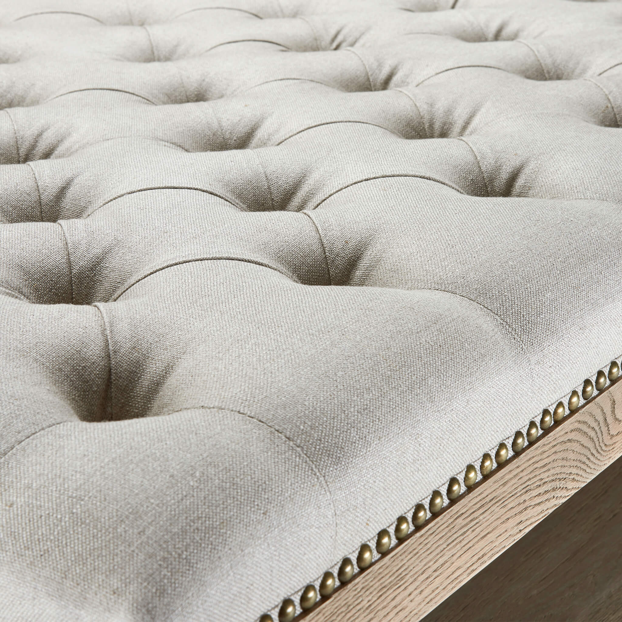 Upholstered Ottoman Petit Royal Ottoman Coffee Table Oatmeal Linen La Residence Interiors