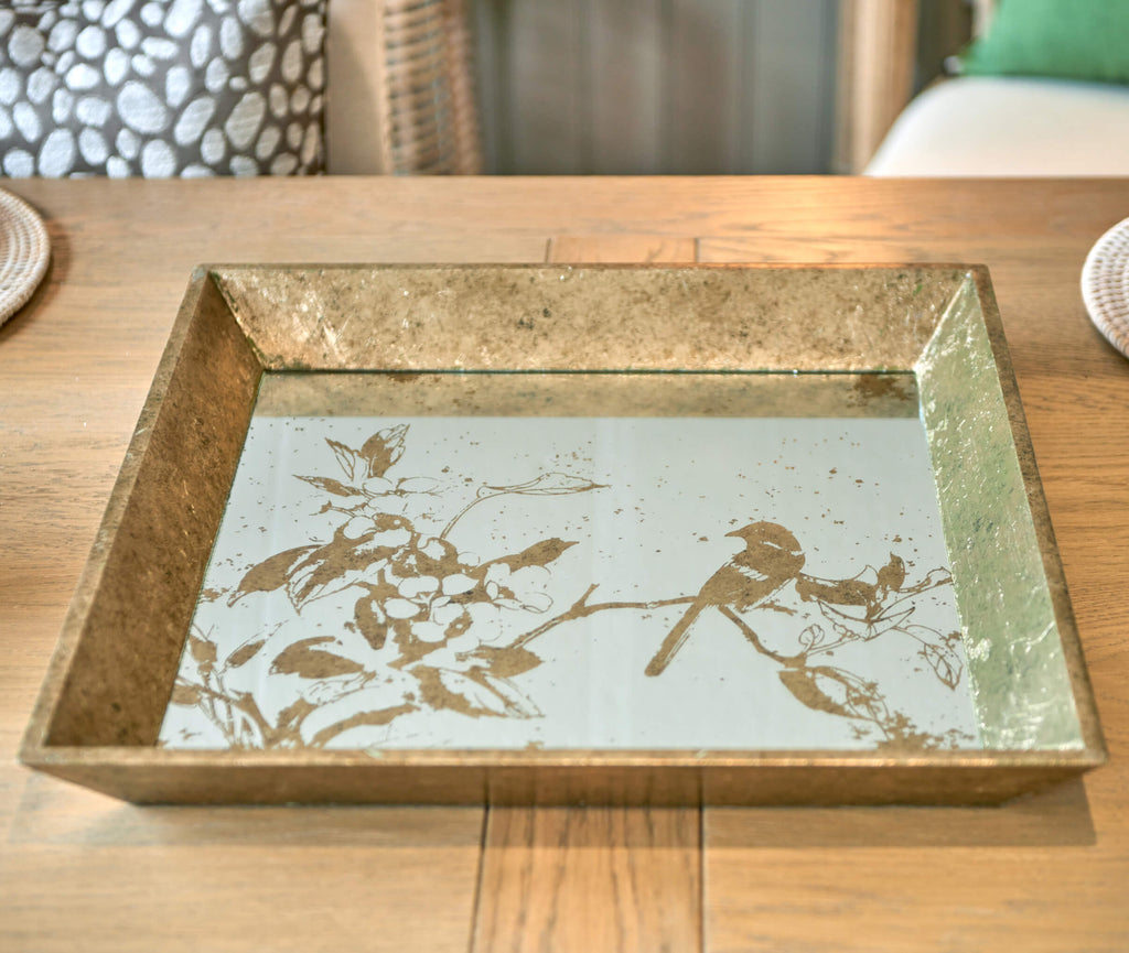 Antique Gold Square Mirrored Tray