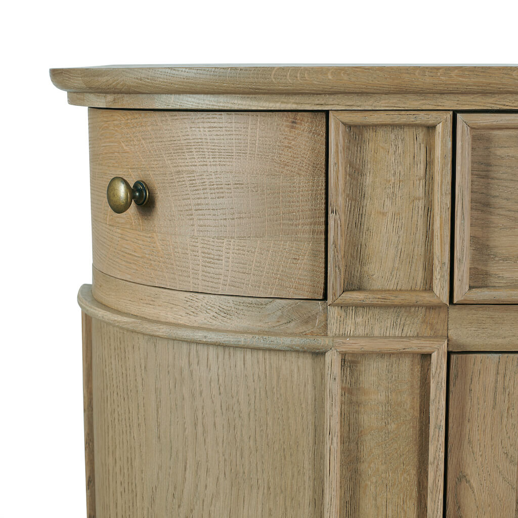 Small Belmont weathered oak sideboard drawer detail