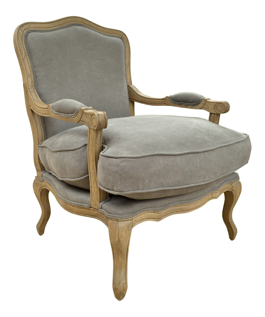 Occasional Chair - French Style Louis Chair Solid Oak - Dove Grey